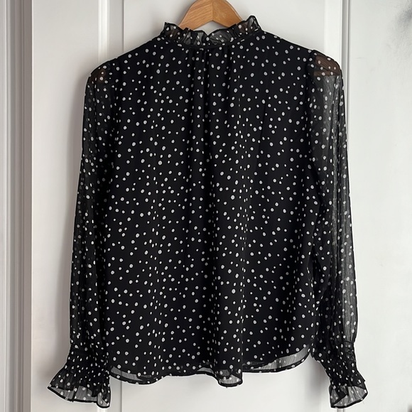 Loft black and white polka dot petite blouse - Picture 2 of 3